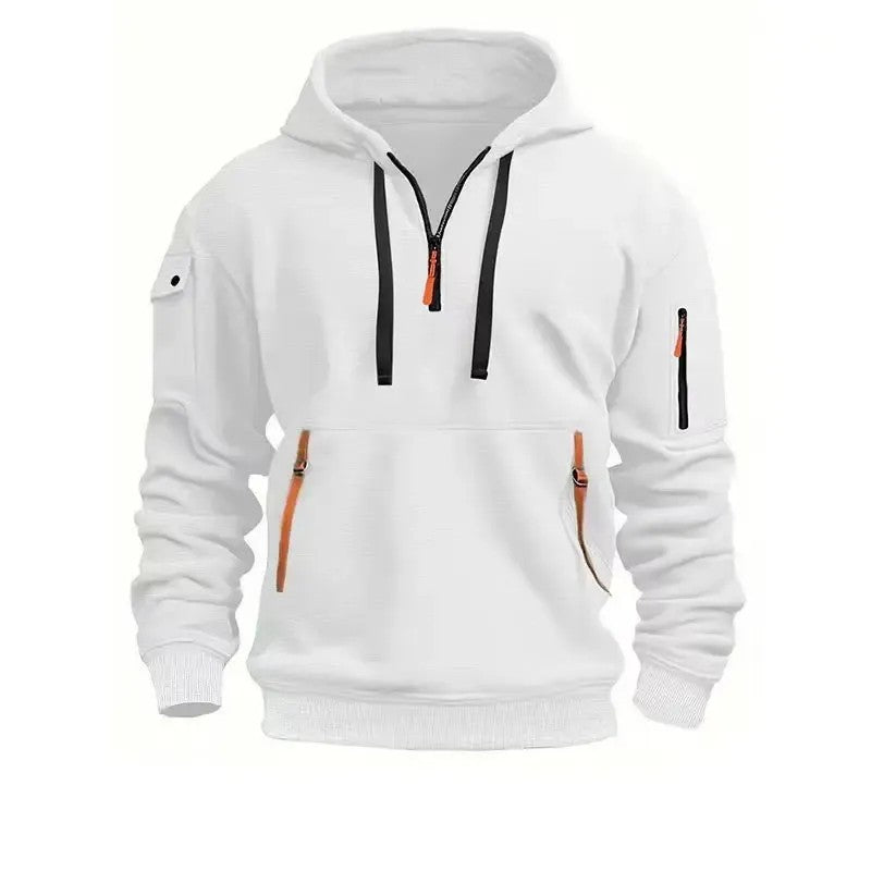 Herren Hoodie mit Teilreißverschluss