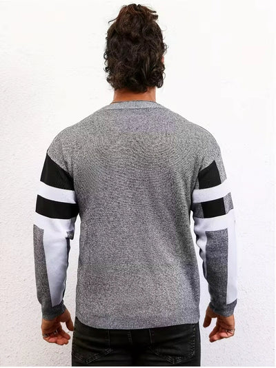 Herren Jacquard-Pullover mit Geripptem Bündchensaum