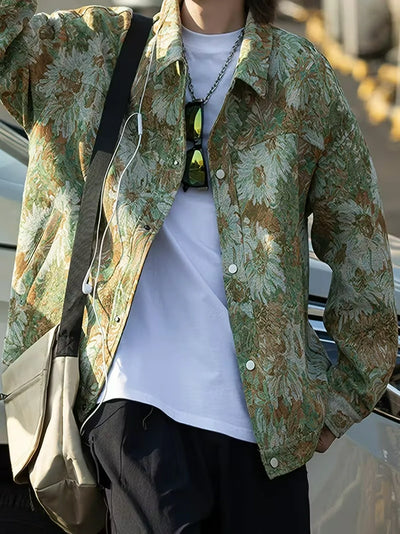Herren Jeansjacke mit Blumenprint