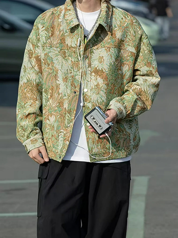 Herren Jeansjacke mit Blumenprint