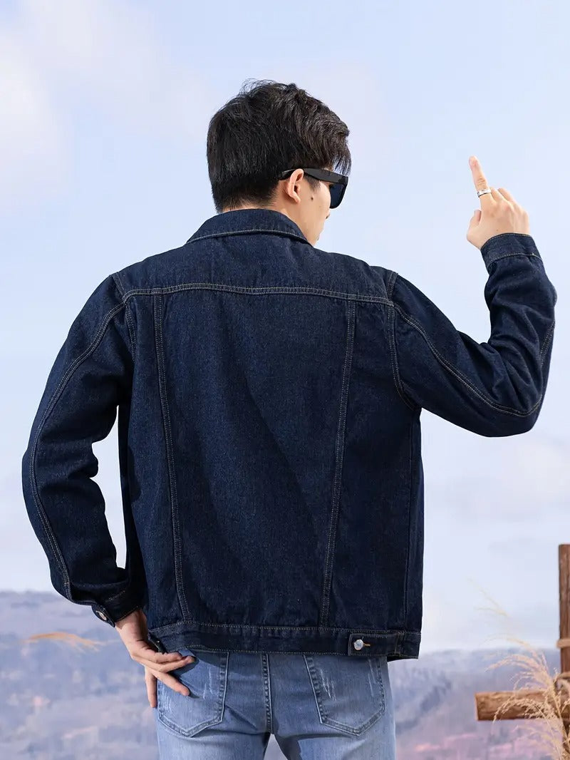 Herren Jeansjacke mit Knöpfen und Brusttaschen
