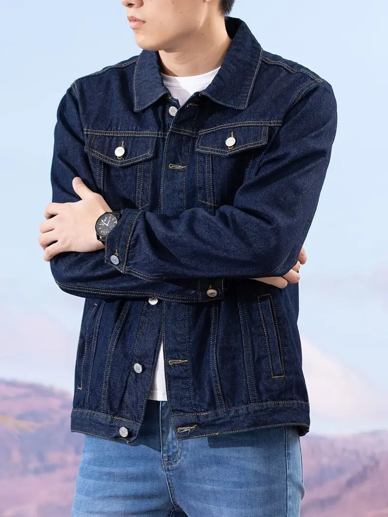 Herren Jeansjacke mit Knöpfen und Brusttaschen