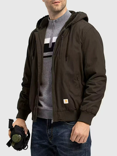 Herren Kordelzug Kapuze Jacke mit Taschen und Reißverschluss