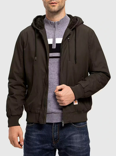 Herren Kordelzug Kapuze Jacke mit Taschen und Reißverschluss