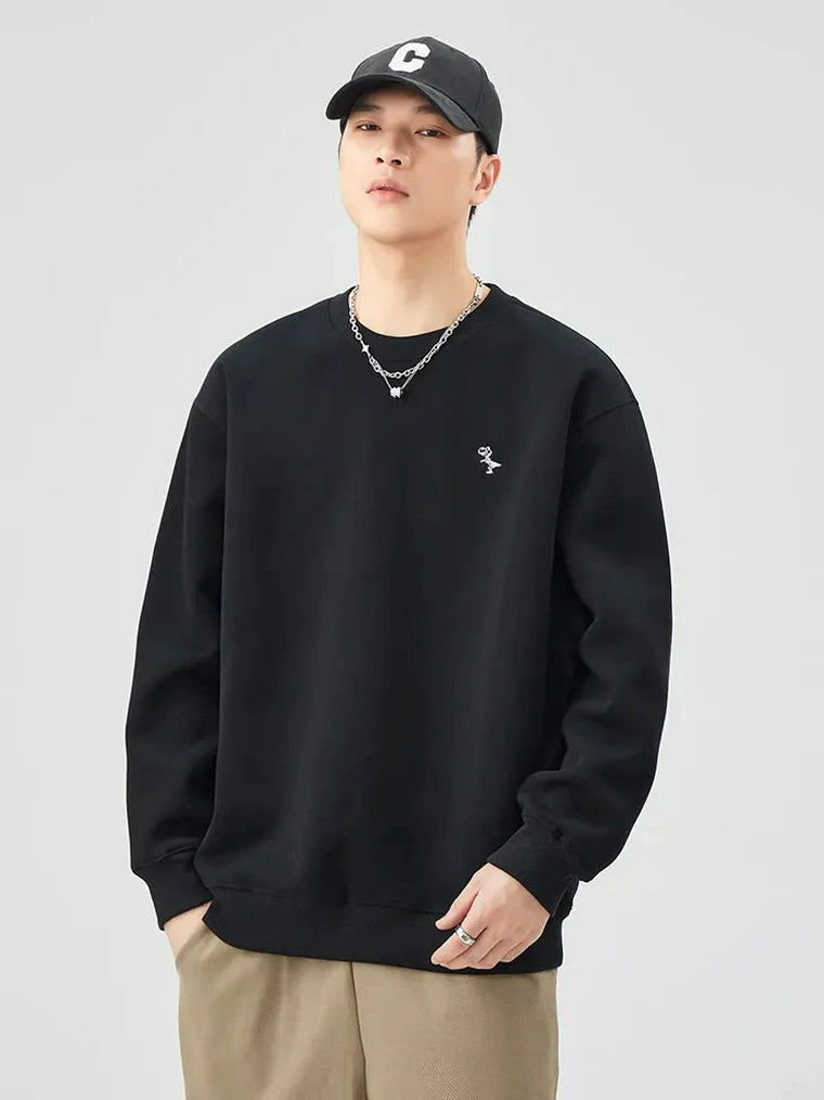 Herren Pullover mit Stickerei und Rundhalsausschnitt