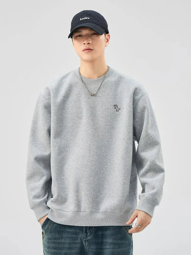 Herren Pullover mit Stickerei und Rundhalsausschnitt