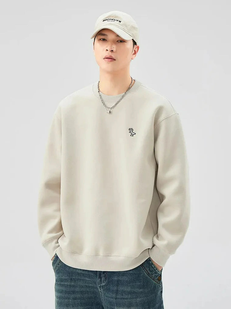 Herren Pullover mit Stickerei und Rundhalsausschnitt