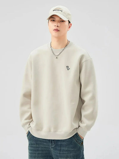 Herren Pullover mit Stickerei und Rundhalsausschnitt