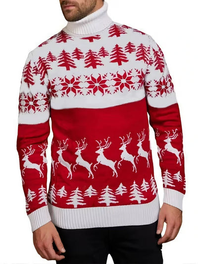 Herren Pullover mit Weihnachtsmotiv und Rollkragen