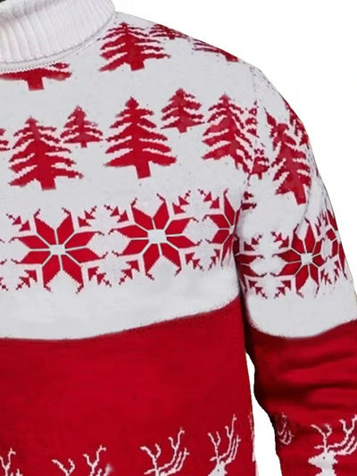 Herren Pullover mit Weihnachtsmotiv und Rollkragen
