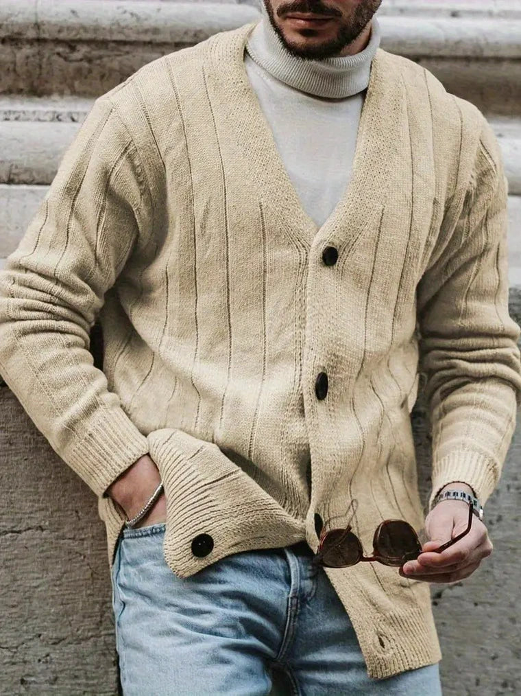 Herren Rippstrickjacke mit Knöpfen