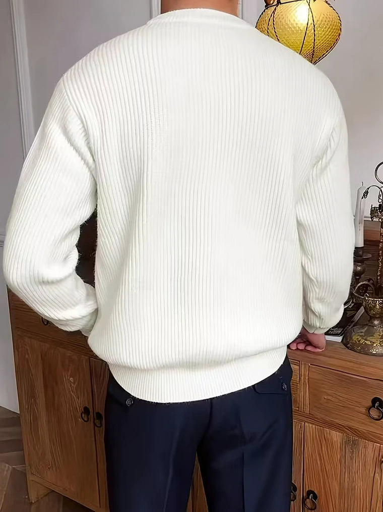 Herren Rippstrickpullover mit Rundhalsausschnitt