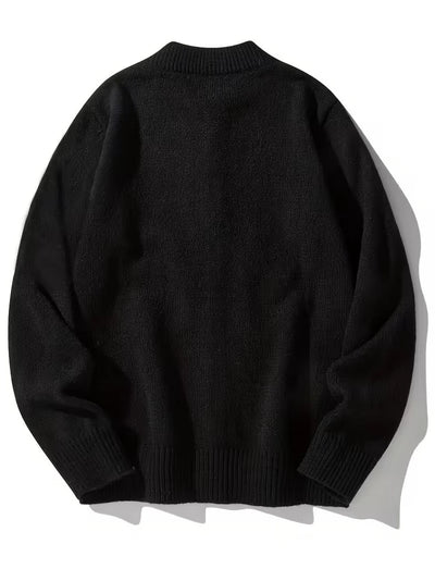 Herren Rundhalsausschnitt Strickjacke mit Knöpfen und Gerippten Bündchen