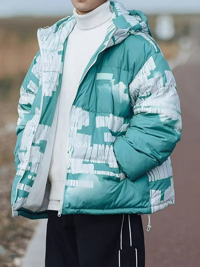 Herren Steppjacke mit Kapuze und Musterdesign