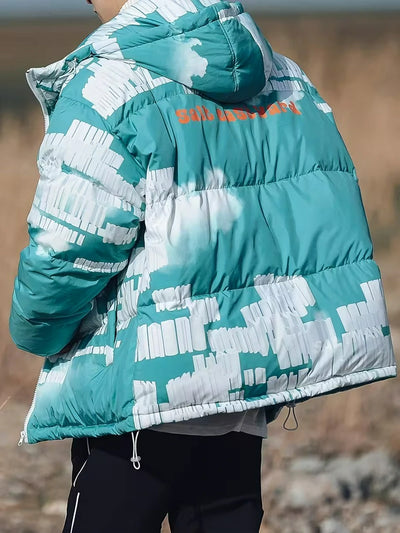 Herren Steppjacke mit Kapuze und Musterdesign