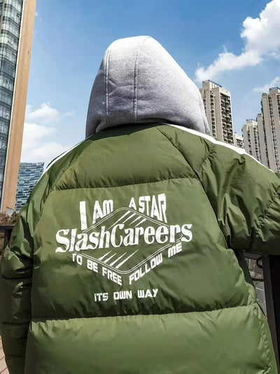 Herren Steppjacke mit Kapuze und Streifen an den Ärmeln