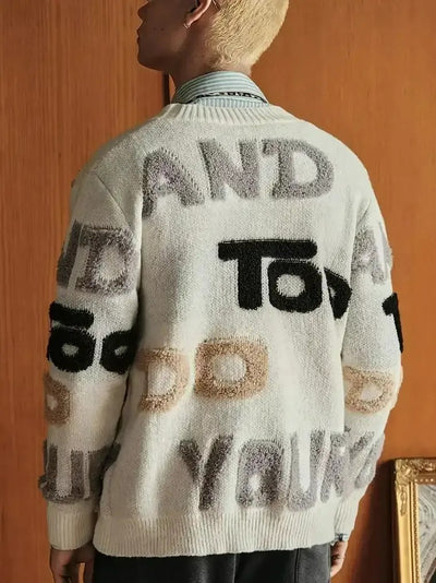 Herren Strickjacke mit Buchstabenmuster