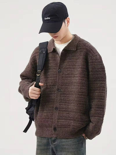 Herren Strickjacke mit Knöpfen Und Kragen