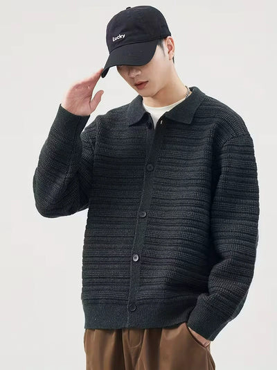 Herren Strickjacke mit Knöpfen Und Kragen