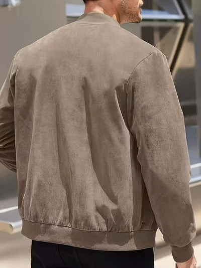 Herren Zip-Up-Jacke mit Geripptem Bündchensaum