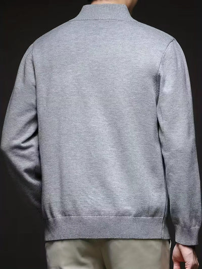 Herren Zip-Up-Strickjacke mit Stehkragen