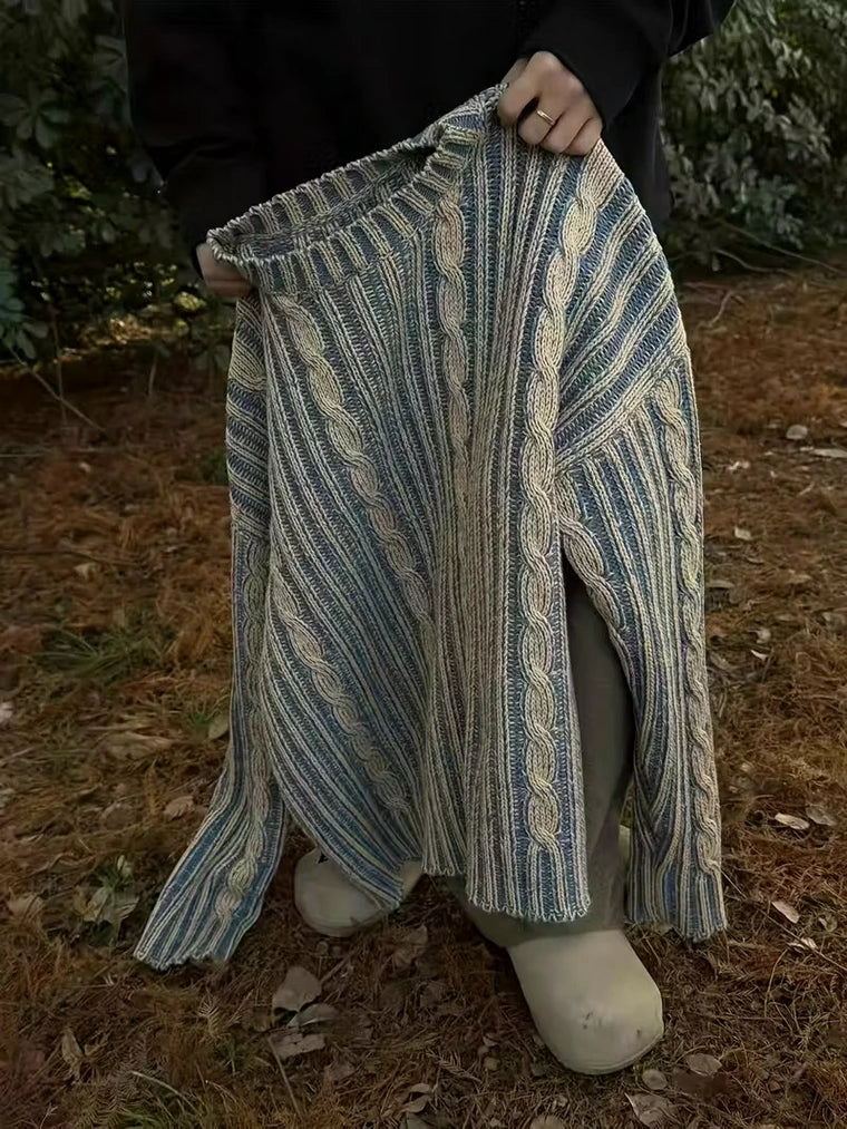 Herren Zopfmusterpullover mit Vertikalem Muster