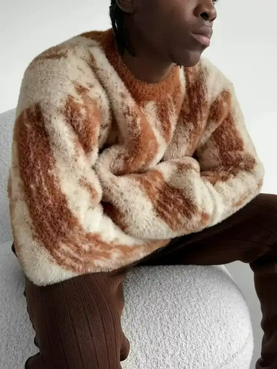 Herrenpullover mit Pinselstrichmuster