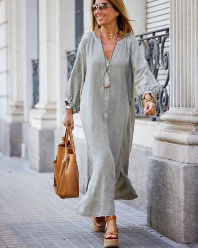 Langes Kleid mit Knöpfen für Damen