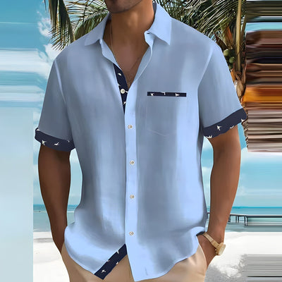 Herren Sommerhemd mit kurzen Ärmeln und Brusttasche