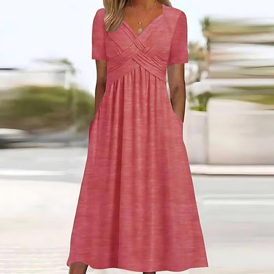 V-Ausschnitt Midikleid für Damen