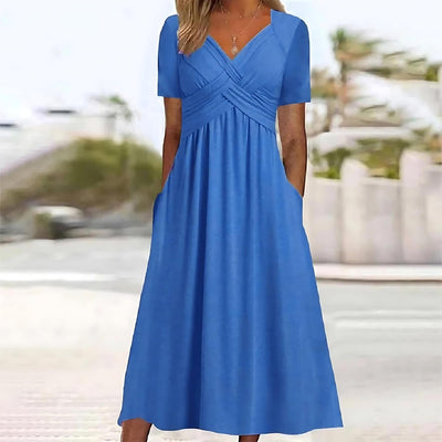 V-Ausschnitt Midikleid für Damen
