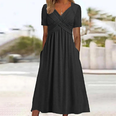 V-Ausschnitt Midikleid für Damen