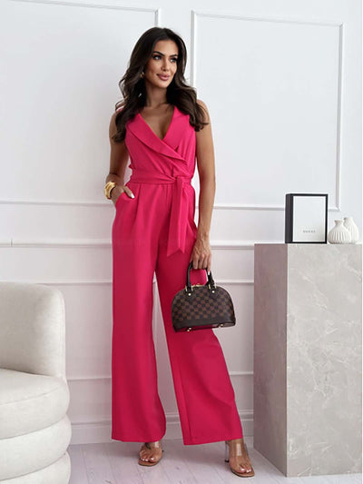 Damen ärmelloser Jumpsuit mit V-Ausschnitt für den Sommer