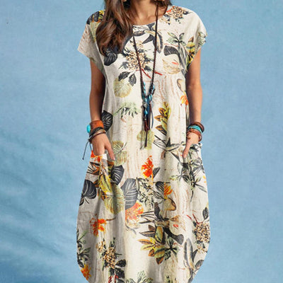 Geblümtes Kleid mit Taschen für Damen