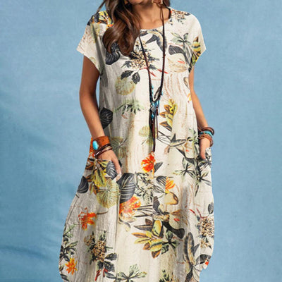 Geblümtes Kleid mit Taschen für Damen
