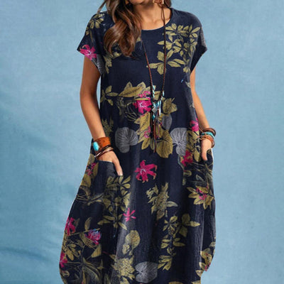 Geblümtes Kleid mit Taschen für Damen