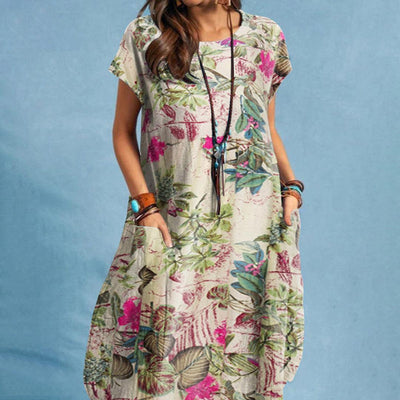 Geblümtes Kleid mit Taschen für Damen