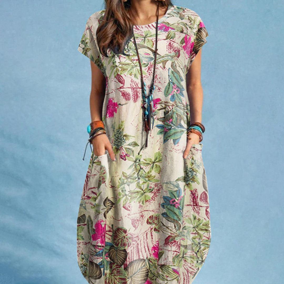 Geblümtes Kleid mit Taschen für Damen