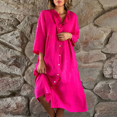 Leinenkleid mit Knöpfen für Damen