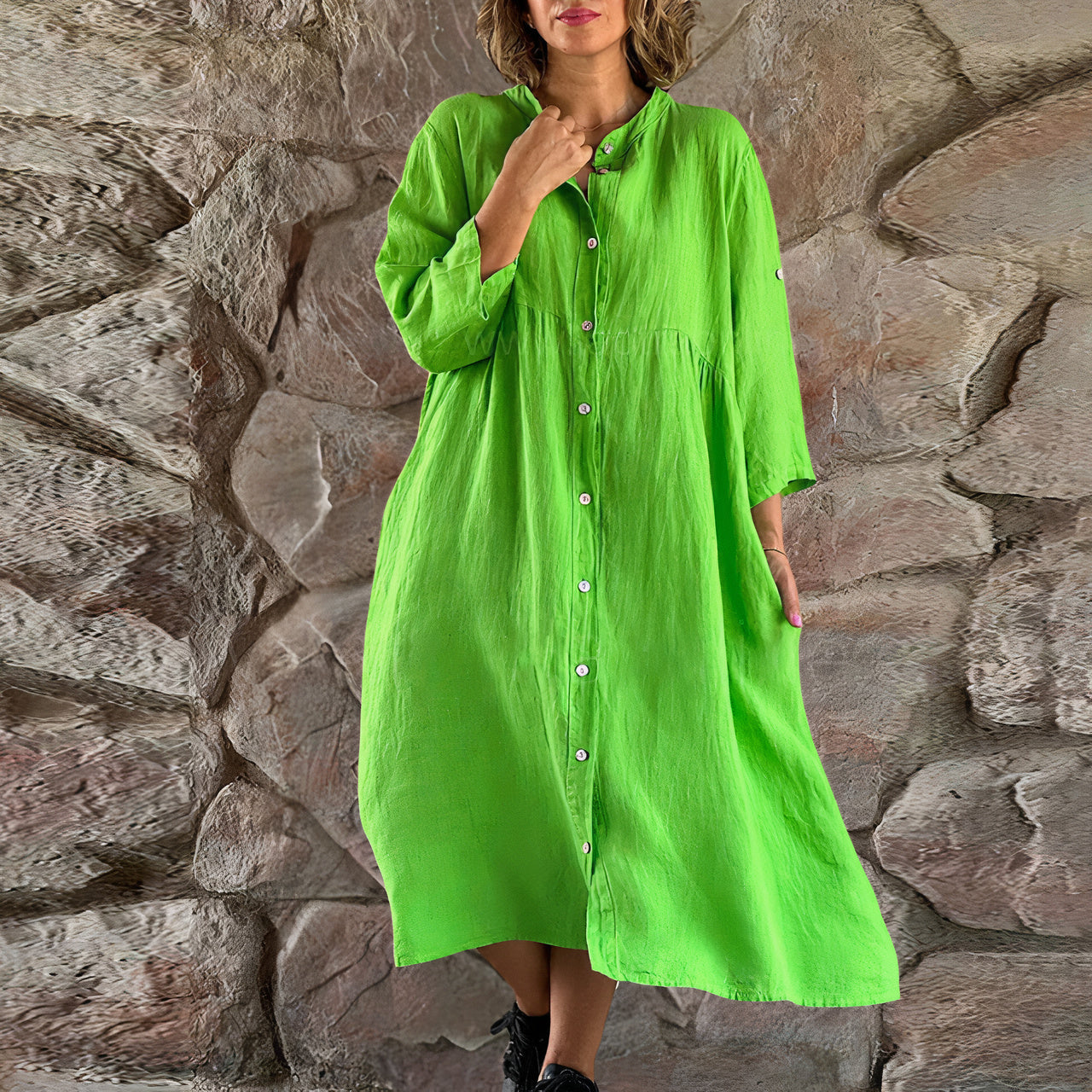 Leinenkleid mit Knöpfen für Damen
