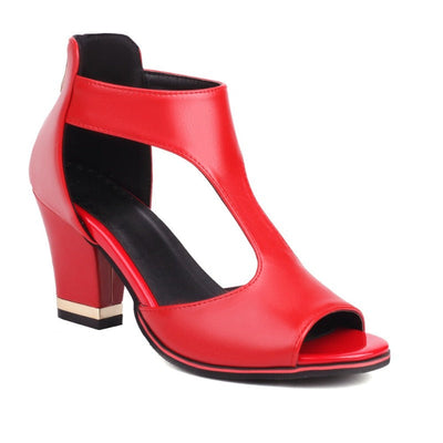 Damen Sommer Sandalen mit Blockabsatz und Offene-Zehen-Design