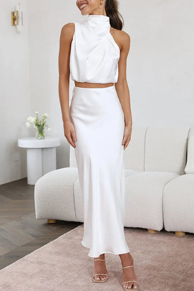 Damen Sommer Set mit ärmellosem Top und Maxirock