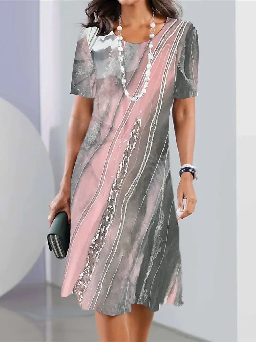 Damen-Midi-Kleid mit Grafischem Druck für den Sommer