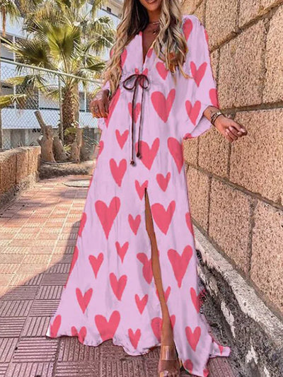 Damen Sommer-Maxi-Kleid mit grafischem Print