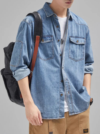 Denimjacke mit Knöpfen für Herren