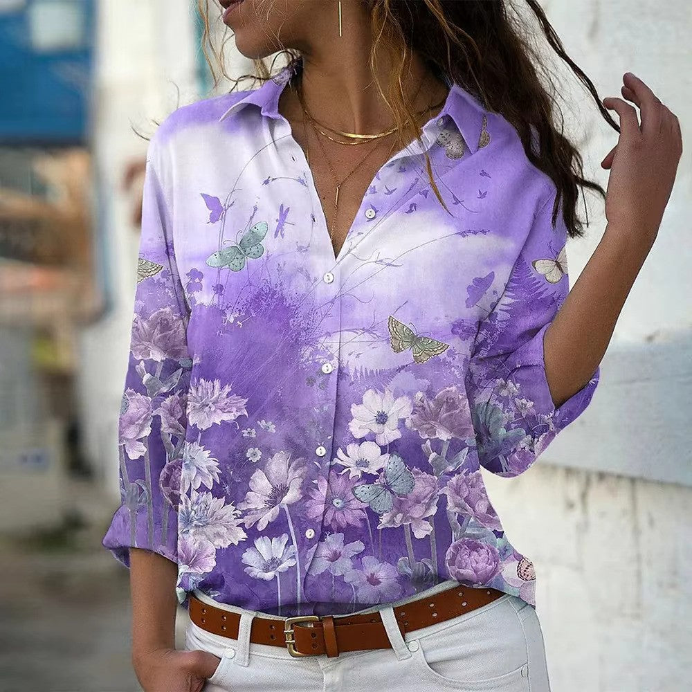 Damen Bluse mit langen Ärmeln im floralen Muster