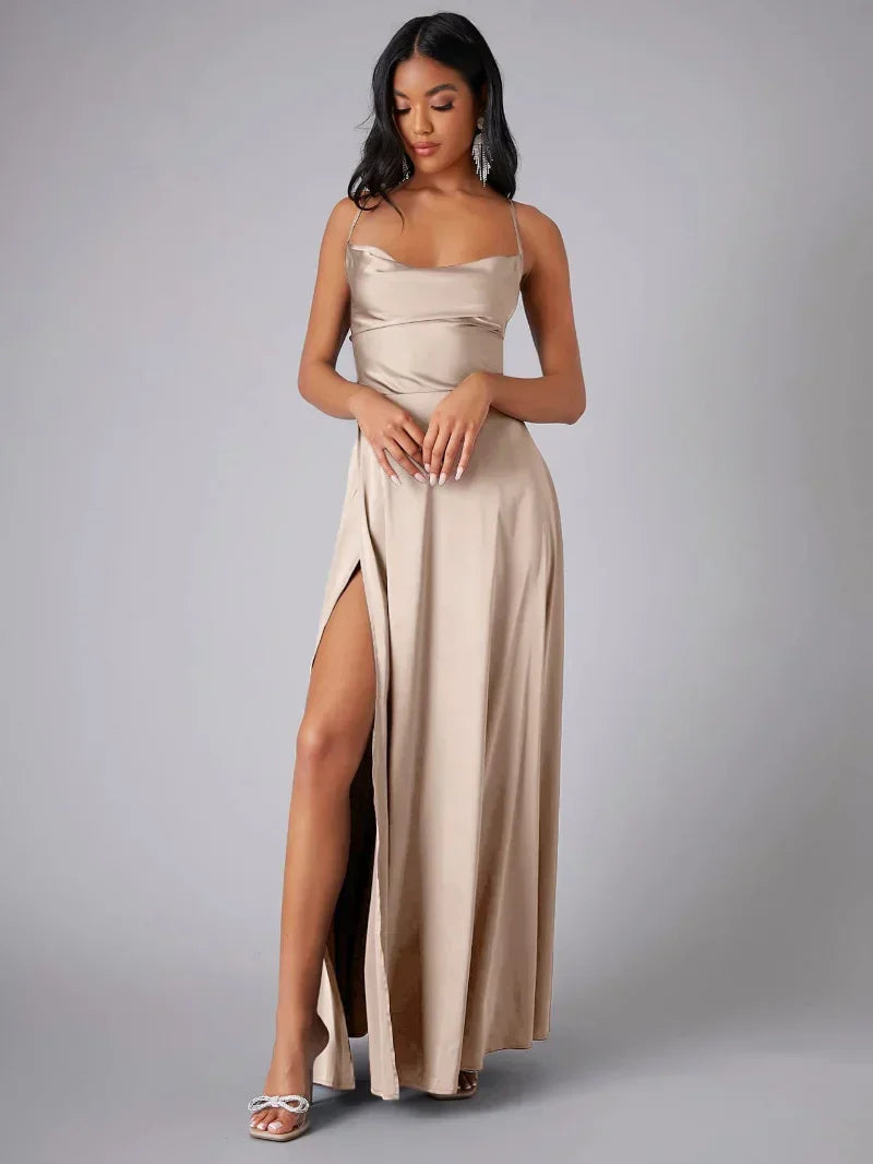 Damen ärmelloses Maxikleid mit Schlitz für den Sommer