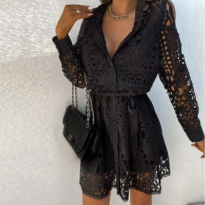 Spitzenkleid mit Gürtel für Damen