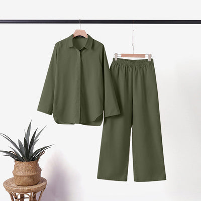 Langärmeliges Hemd und Hose für Damen
