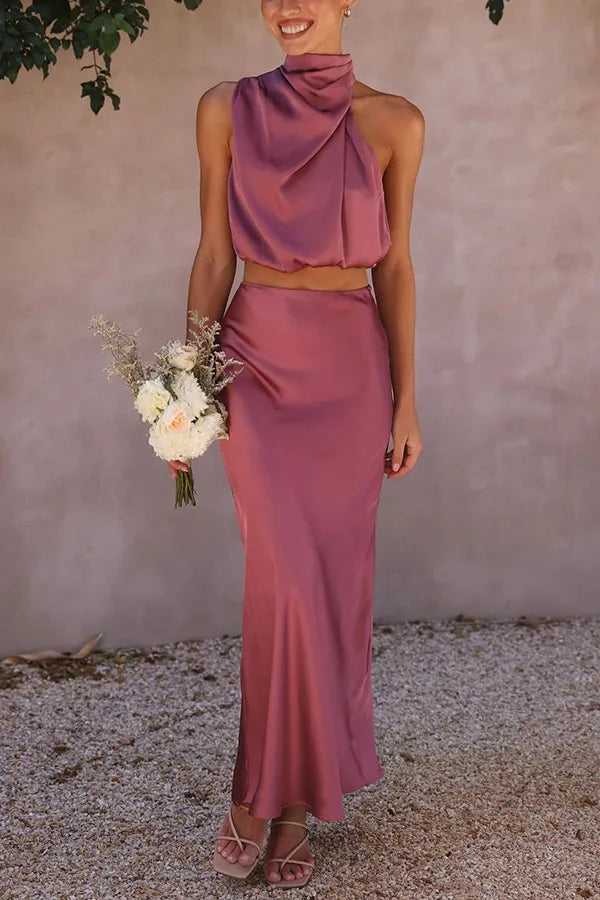 Damen Sommer Set mit ärmellosem Top und Maxirock